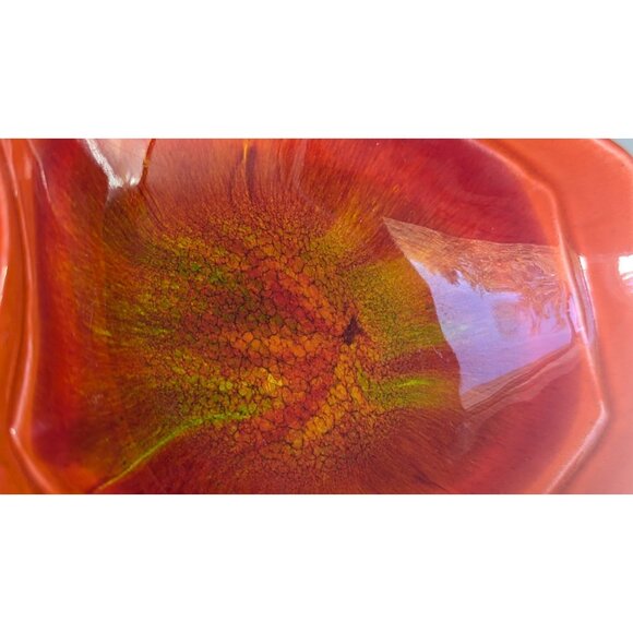 Vintage Ceramic Red 0range Glaze Dish California USA Pottery - Picture 4 of 16